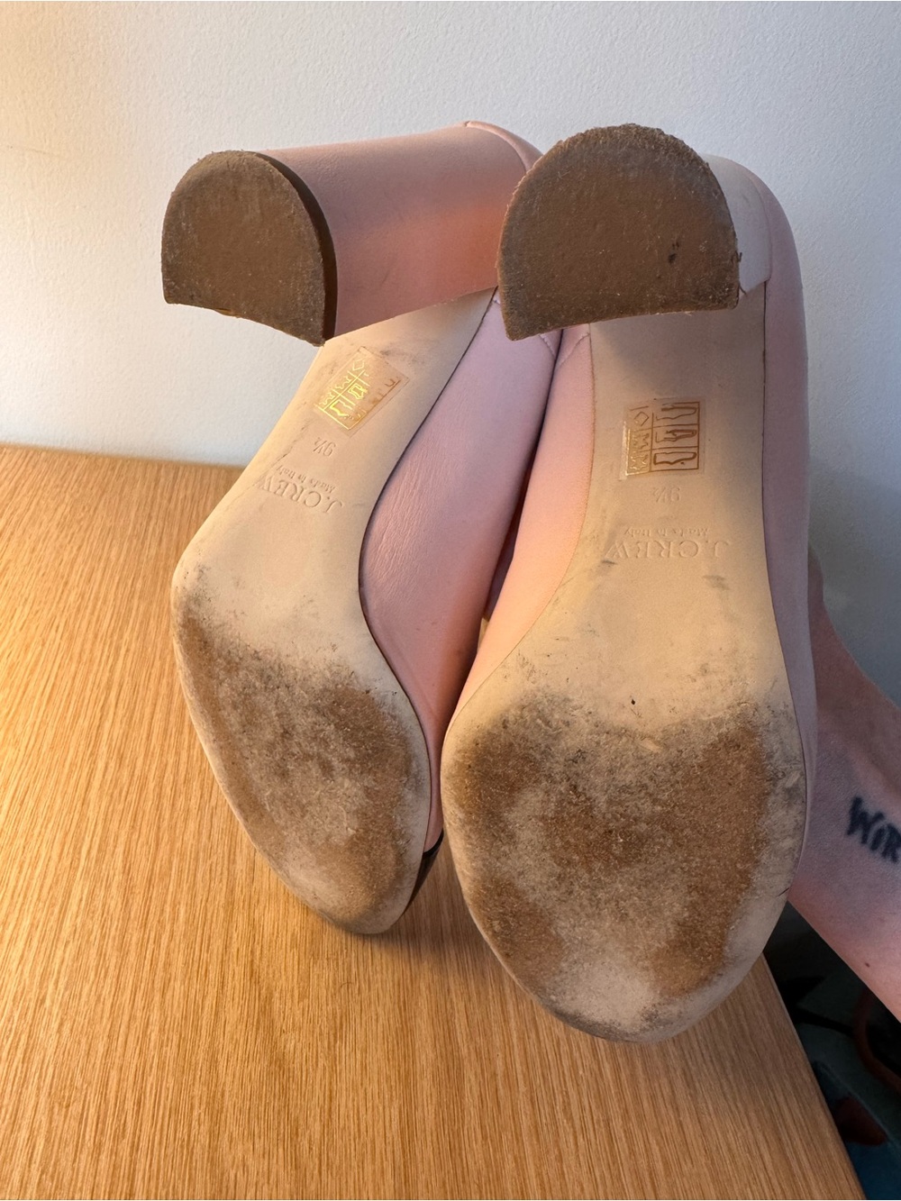 J. Crew Italian Leather Lena Block Heel Pumps - Pink with Black Cap Toe 9.5 - Picture 4 of 4